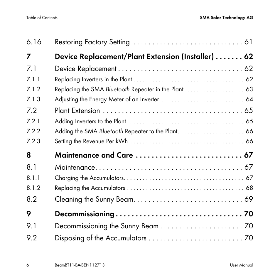 SMA BEAM-BT-11 User Manual | Page 6 / 92