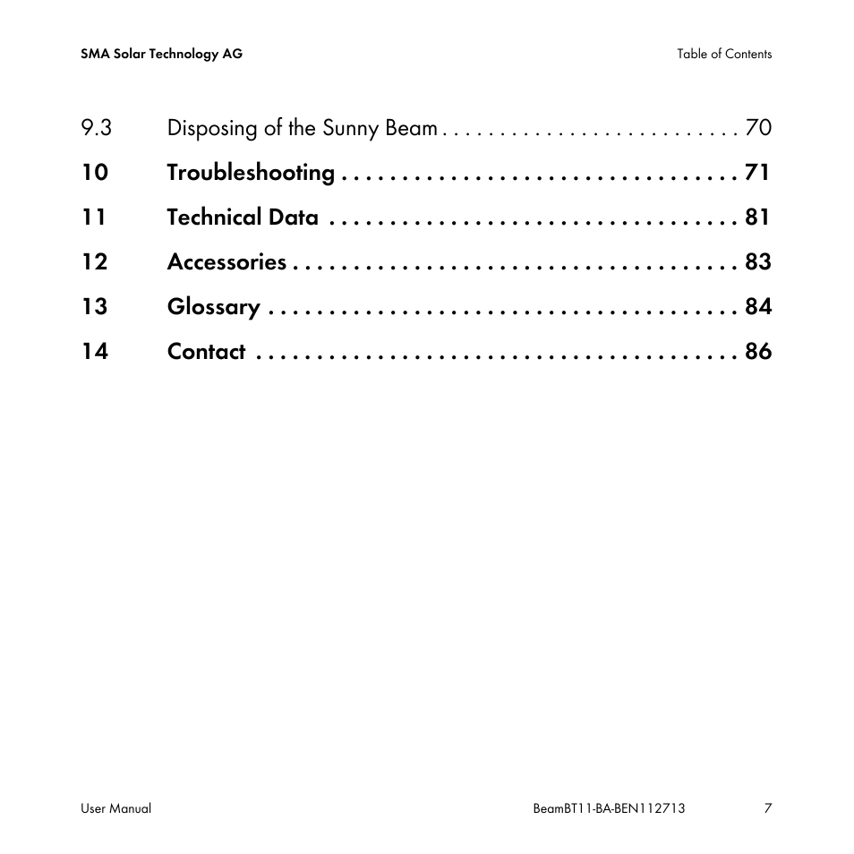 SMA BEAM-BT-11 User Manual | Page 7 / 92