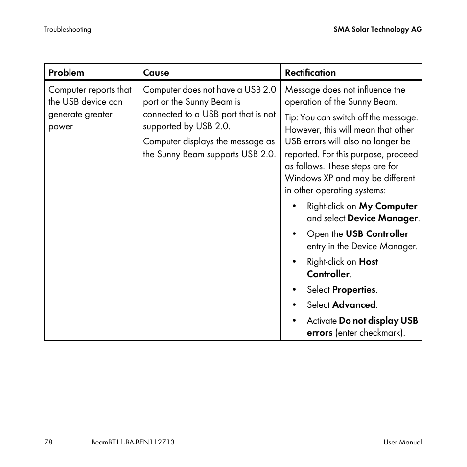 SMA BEAM-BT-11 User Manual | Page 78 / 92