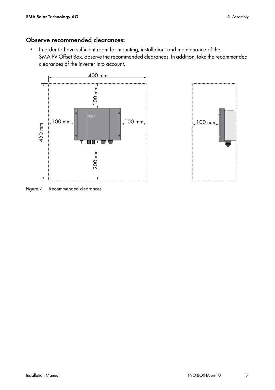 Observe recommended clearances | SMA PVO-N-20 User Manual | Page 17 / 56