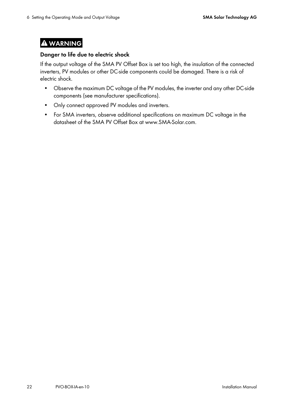 SMA PVO-N-20 User Manual | Page 22 / 56