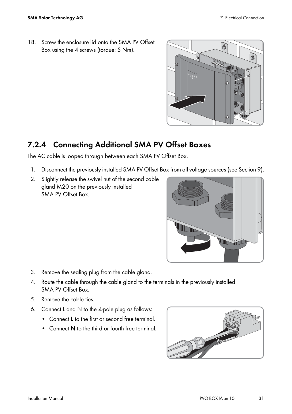 4 connecting additional sma pv offset boxes | SMA PVO-N-20 User Manual | Page 31 / 56