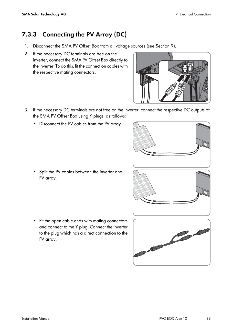 3 connecting the pv array (dc) | SMA PVO-N-20 User Manual | Page 39 / 56