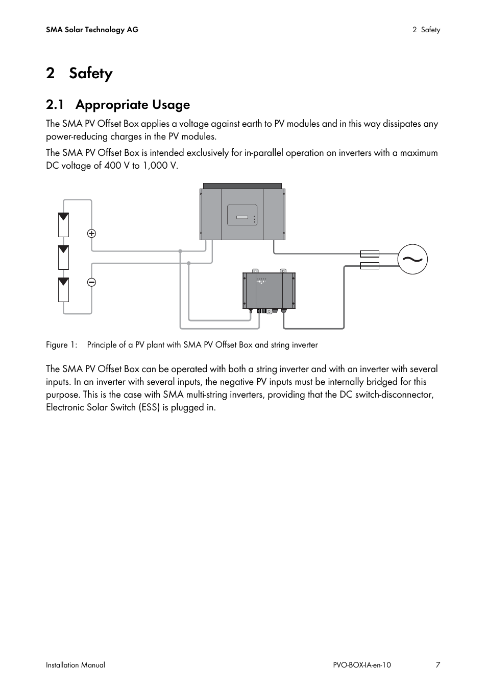 2 safety, 1 appropriate usage | SMA PVO-N-20 User Manual | Page 7 / 56