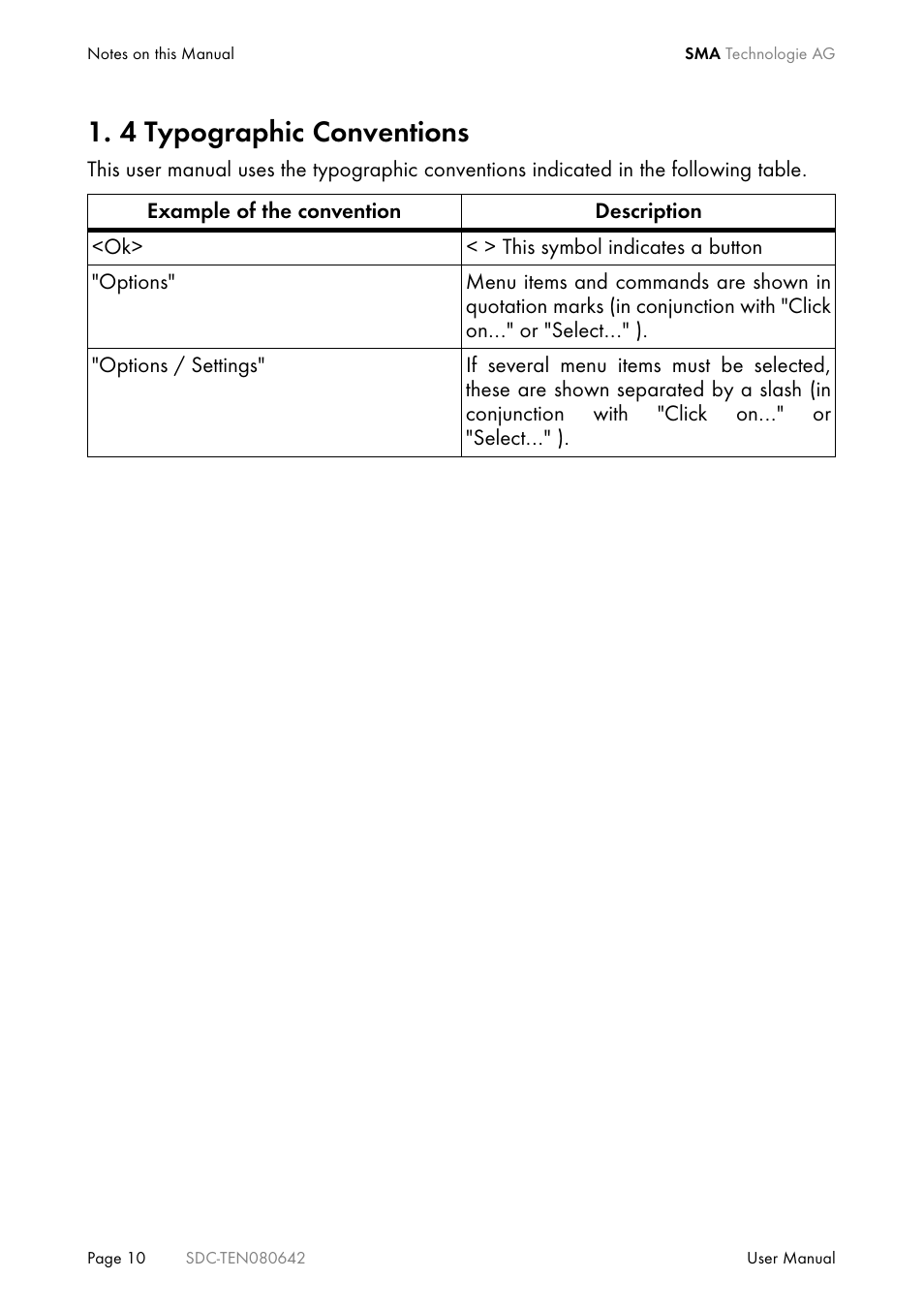 4 typographic conventions, Typographic conventions | SMA Sunny Data Control V.4.2 User Manual | Page 10 / 196