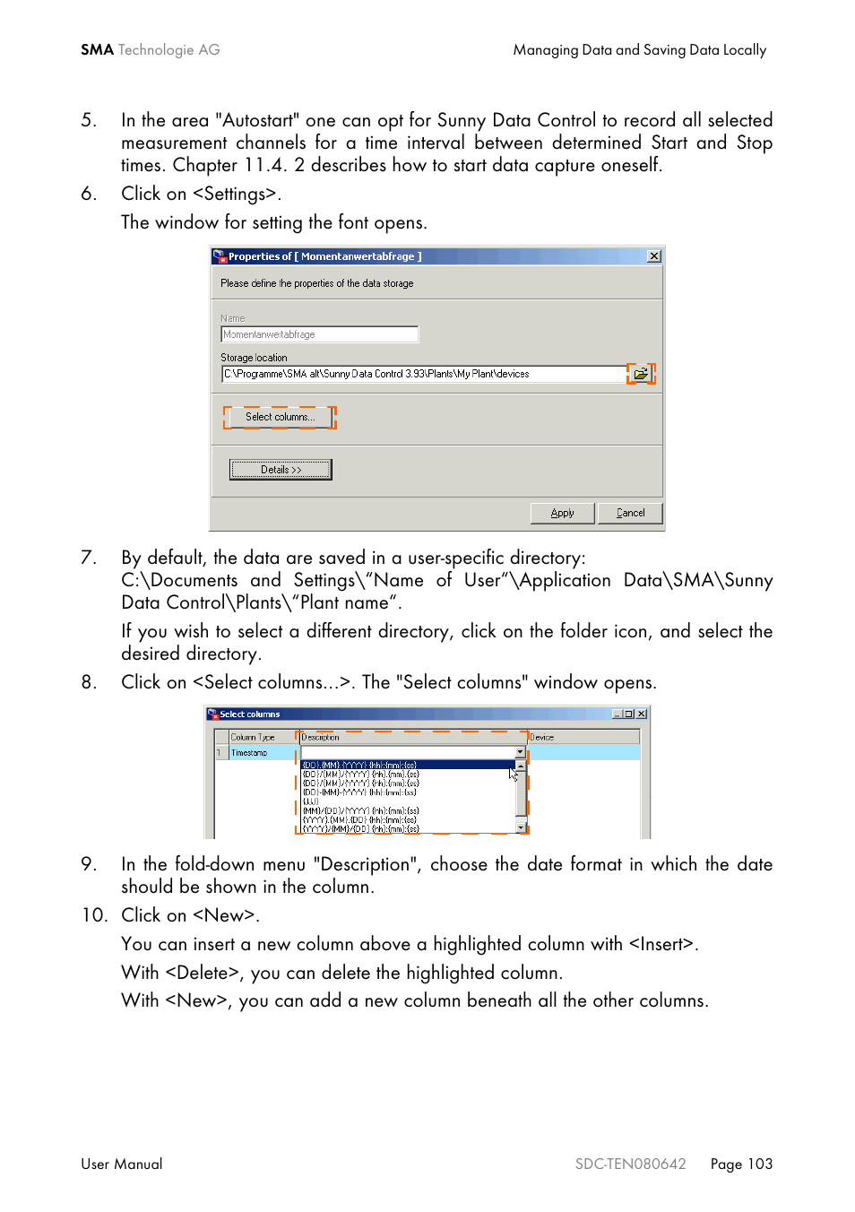 SMA Sunny Data Control V.4.2 User Manual | Page 103 / 196