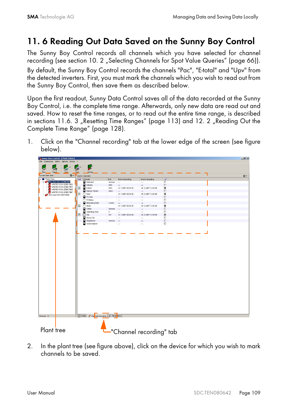 6 reading out data saved on the sunny boy control | SMA Sunny Data Control V.4.2 User Manual | Page 109 / 196