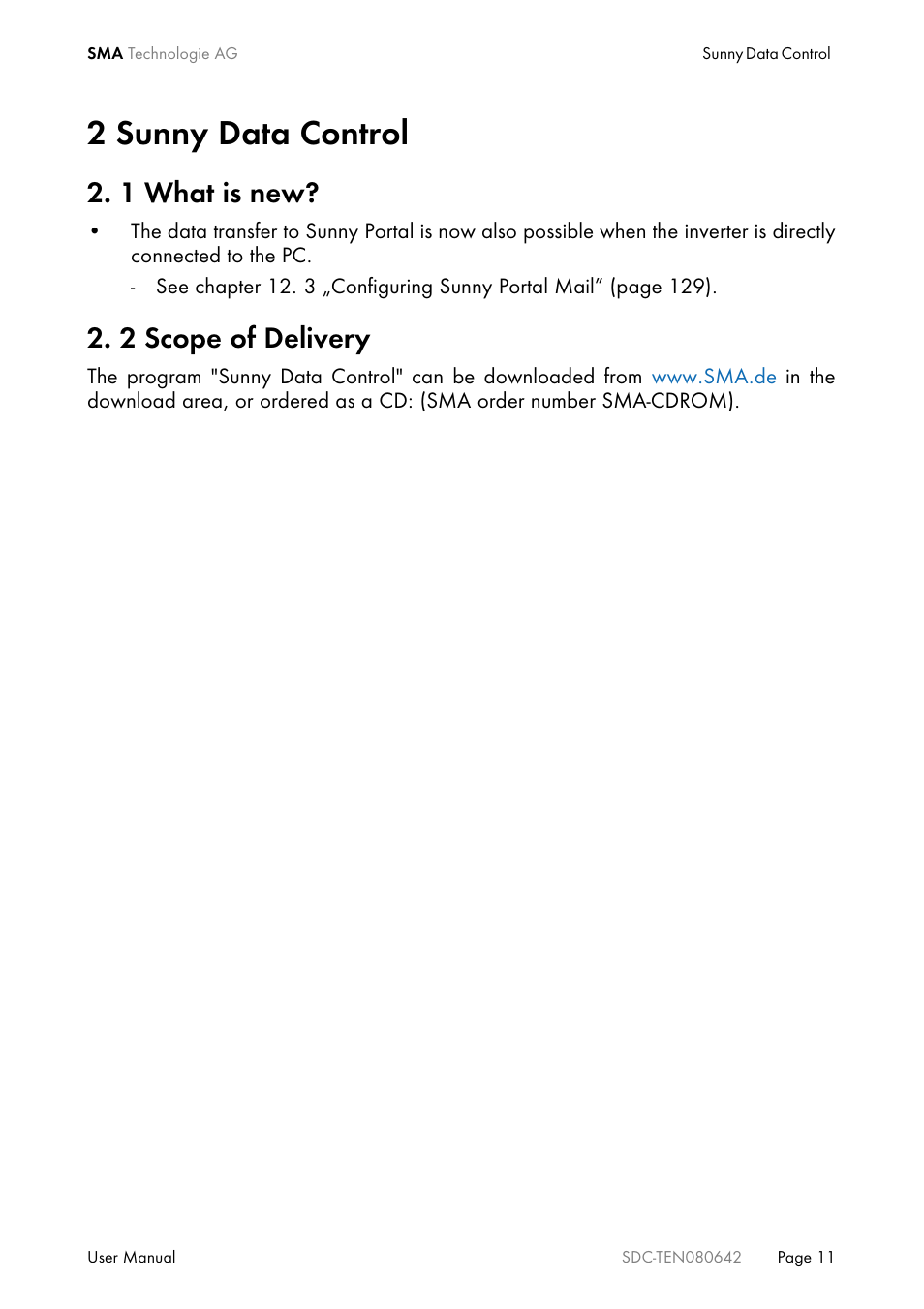 2 sunny data control, 1 what is new, 2 scope of delivery | Sunny data control, What is new, Scope of delivery | SMA Sunny Data Control V.4.2 User Manual | Page 11 / 196