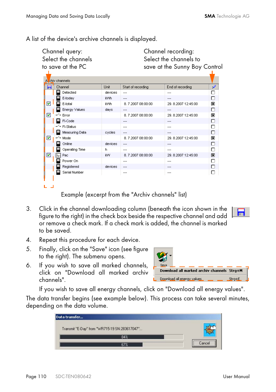 SMA Sunny Data Control V.4.2 User Manual | Page 110 / 196