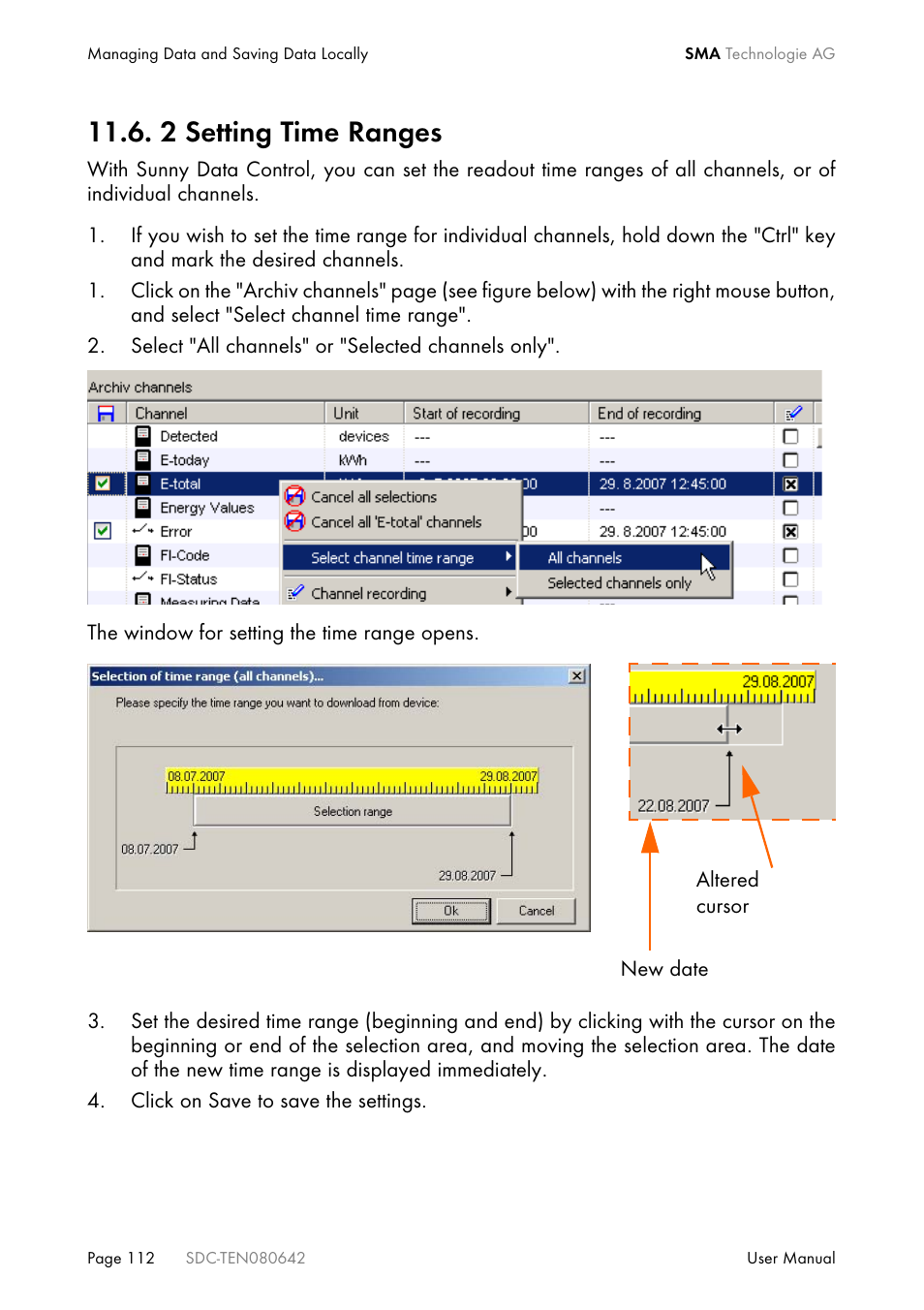 2 setting time ranges | SMA Sunny Data Control V.4.2 User Manual | Page 112 / 196