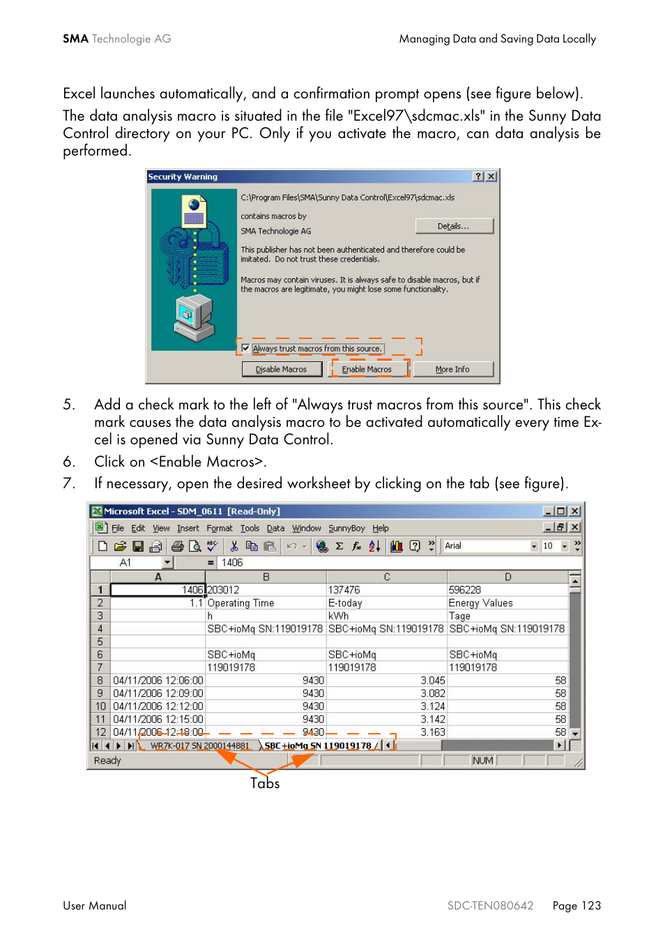 SMA Sunny Data Control V.4.2 User Manual | Page 123 / 196