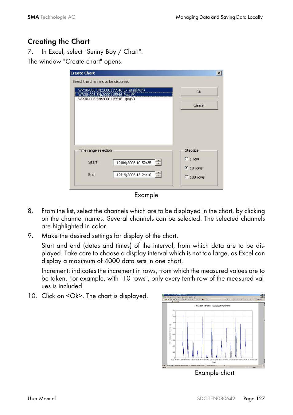 Creating the chart | SMA Sunny Data Control V.4.2 User Manual | Page 127 / 196