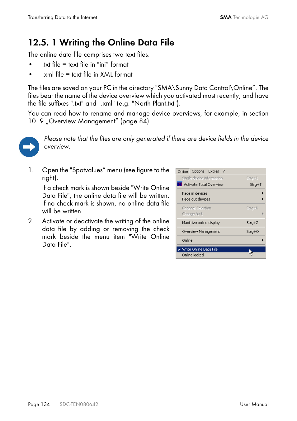 1 writing the online data file | SMA Sunny Data Control V.4.2 User Manual | Page 134 / 196