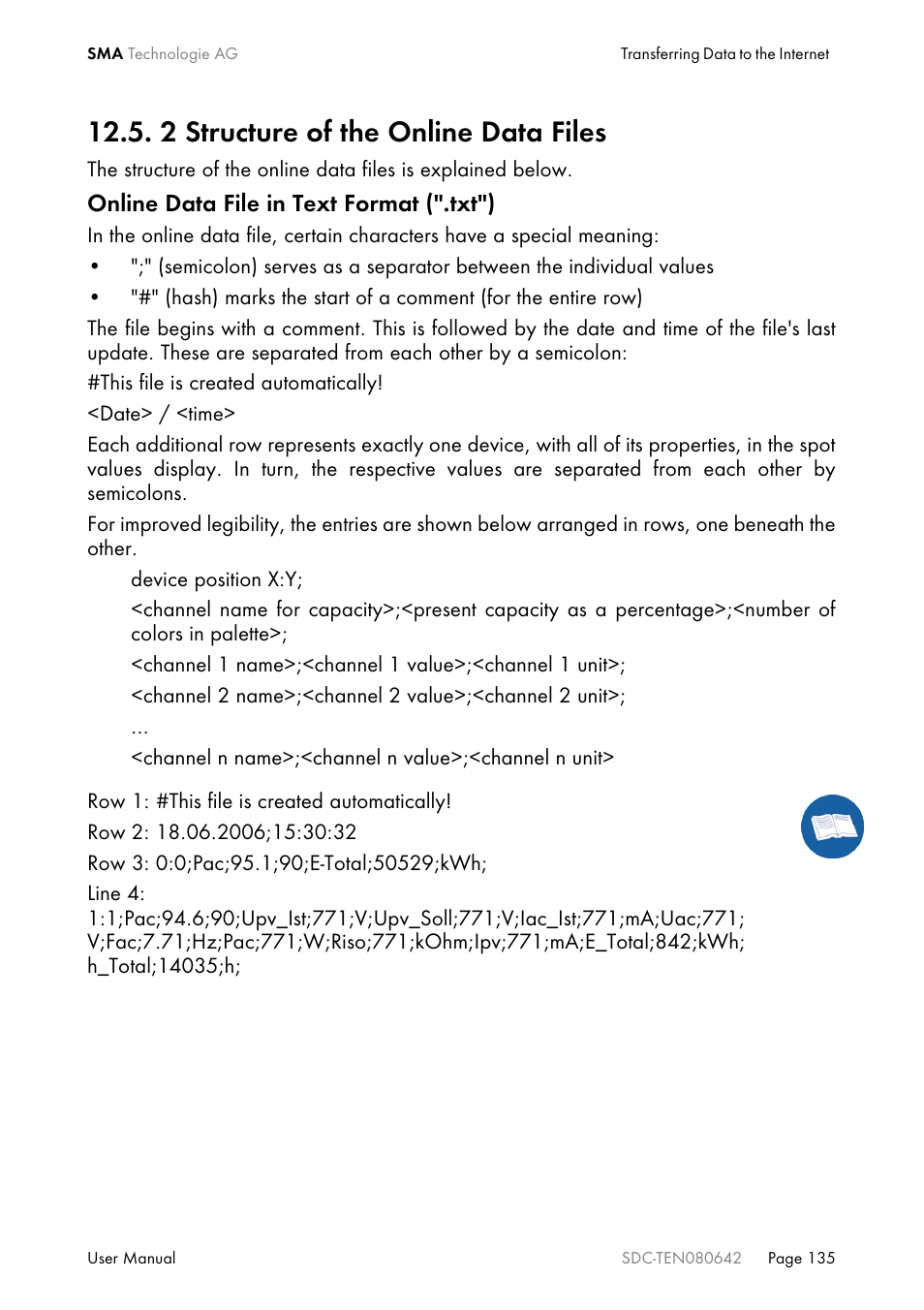 2 structure of the online data files | SMA Sunny Data Control V.4.2 User Manual | Page 135 / 196