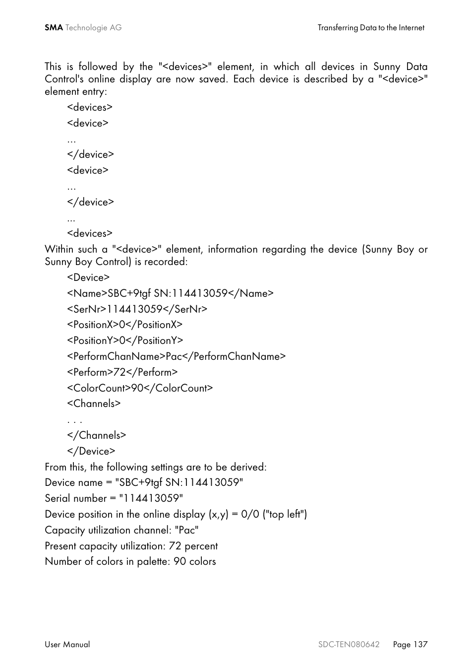 SMA Sunny Data Control V.4.2 User Manual | Page 137 / 196