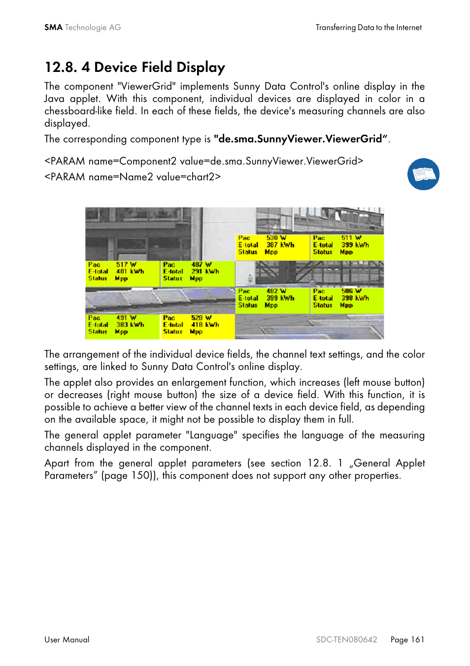 4 device field display | SMA Sunny Data Control V.4.2 User Manual | Page 161 / 196