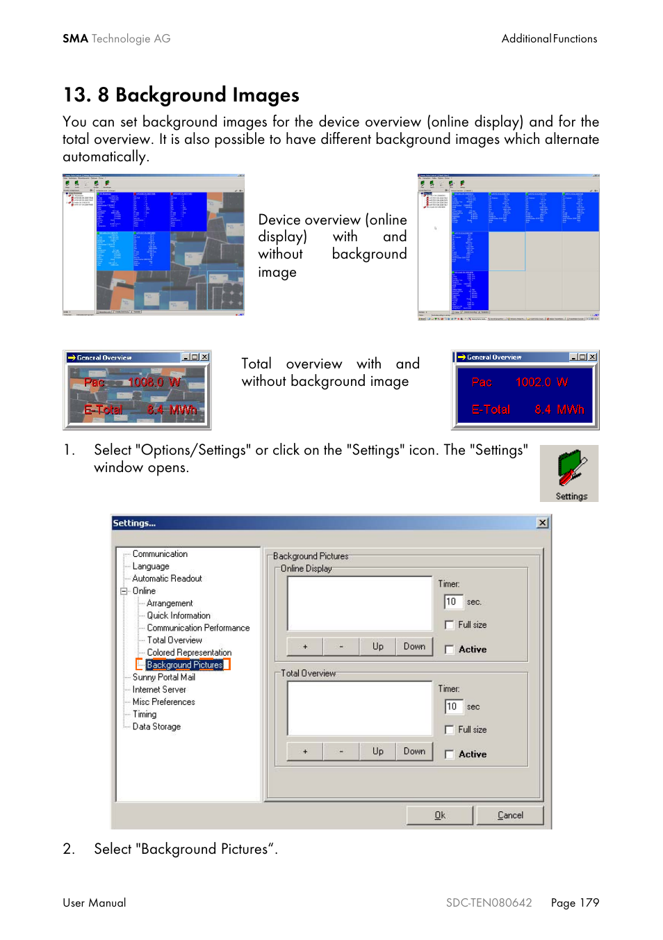 8 background images | SMA Sunny Data Control V.4.2 User Manual | Page 179 / 196