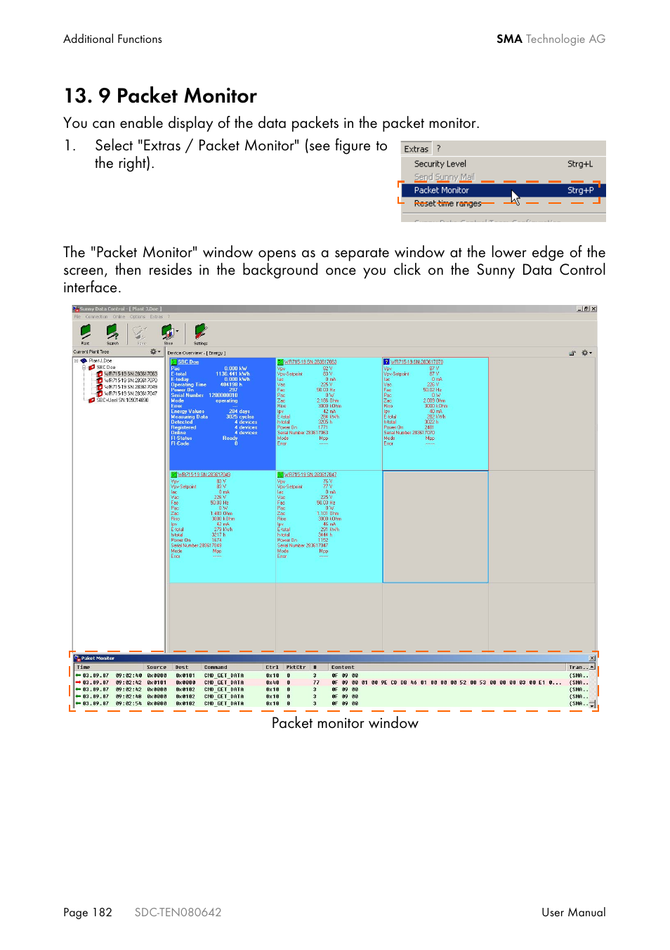 9 packet monitor | SMA Sunny Data Control V.4.2 User Manual | Page 182 / 196