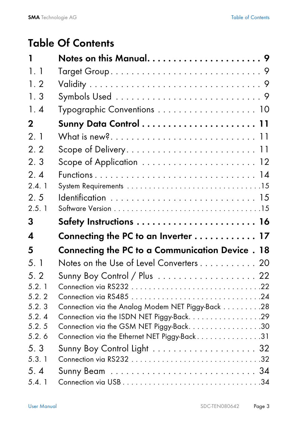 SMA Sunny Data Control V.4.2 User Manual | Page 3 / 196