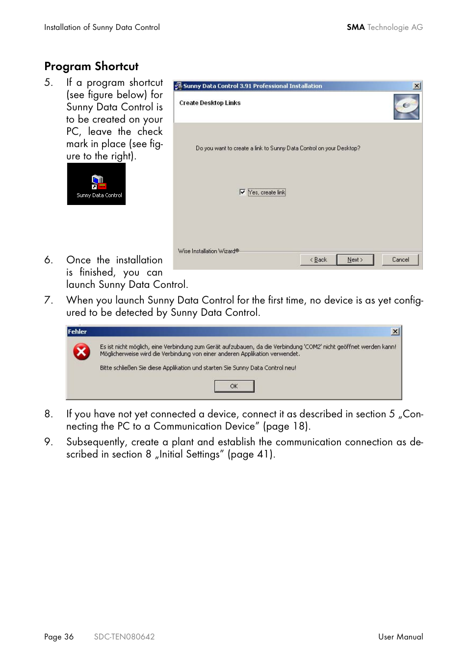 Program shortcut | SMA Sunny Data Control V.4.2 User Manual | Page 36 / 196