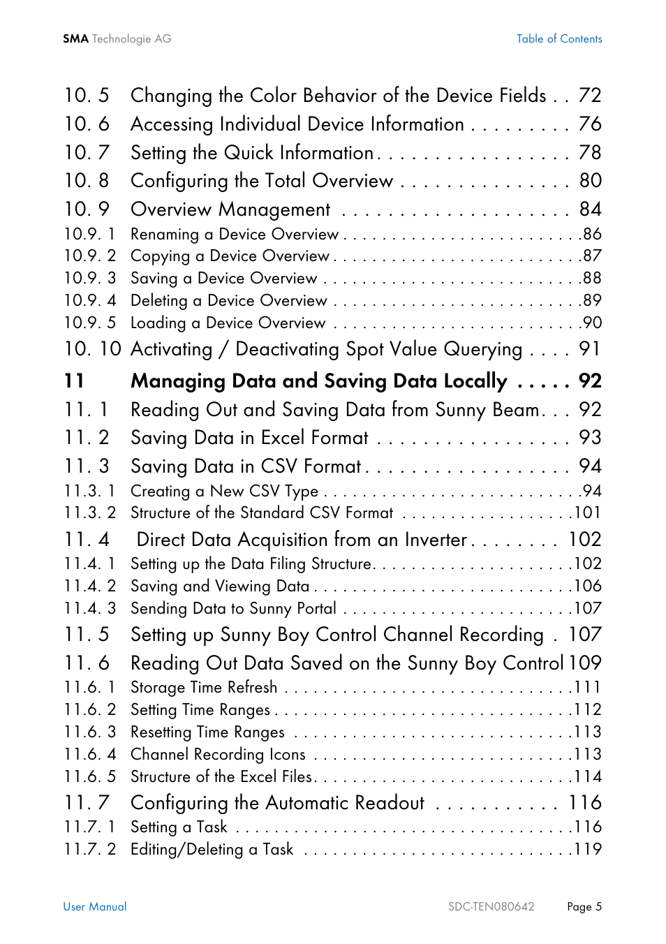 4 direct data acquisition from an inverter, 7 configuring the automatic readout | SMA Sunny Data Control V.4.2 User Manual | Page 5 / 196