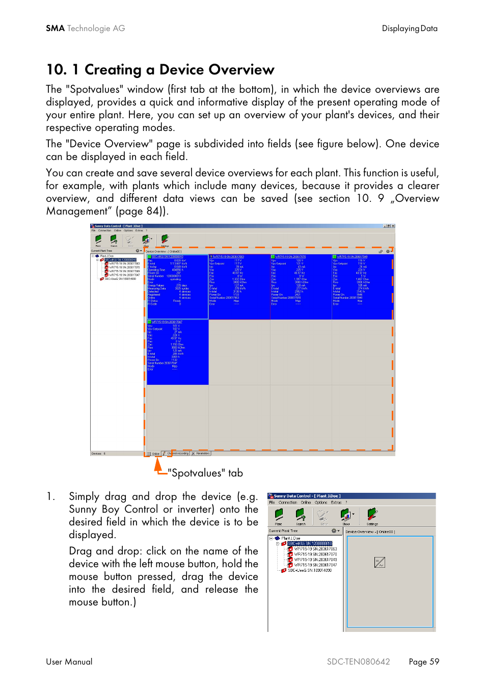 1 creating a device overview | SMA Sunny Data Control V.4.2 User Manual | Page 59 / 196