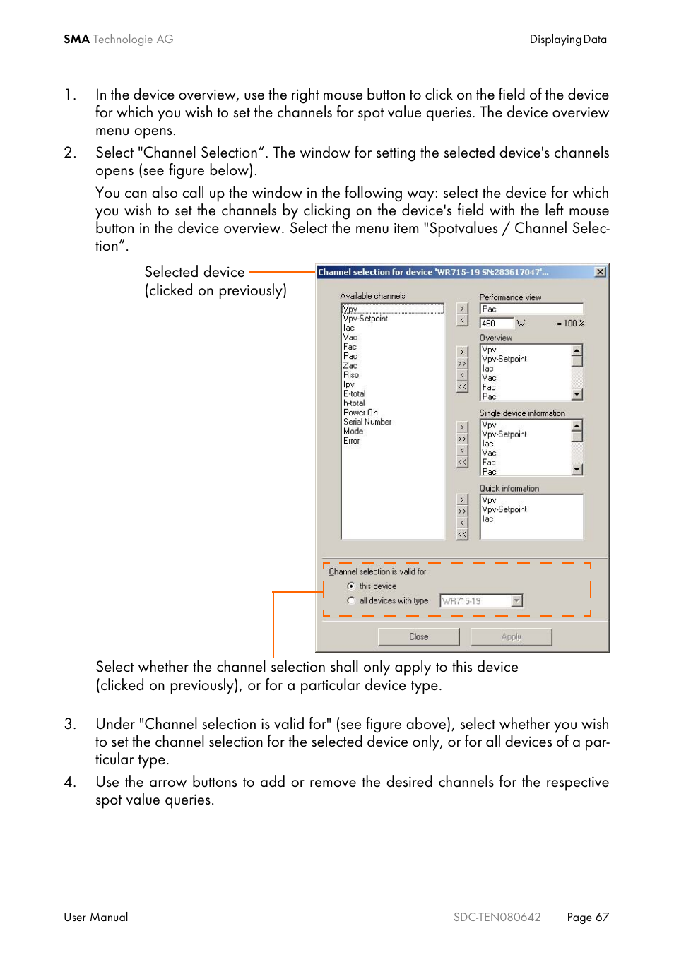 SMA Sunny Data Control V.4.2 User Manual | Page 67 / 196