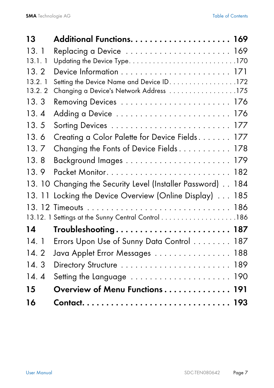 2 device information | SMA Sunny Data Control V.4.2 User Manual | Page 7 / 196