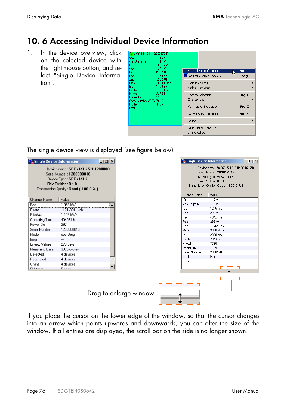 6 accessing individual device information | SMA Sunny Data Control V.4.2 User Manual | Page 76 / 196