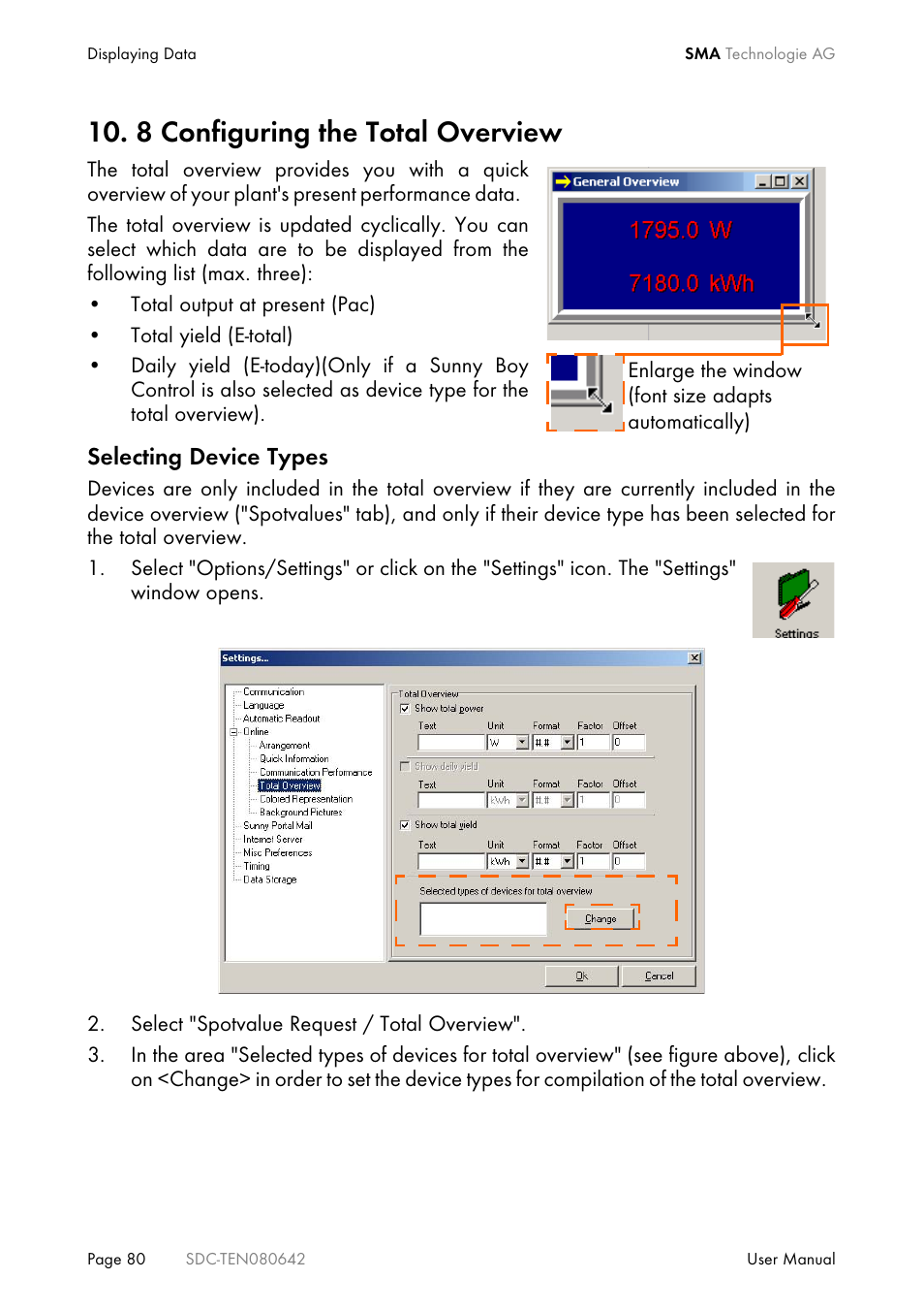 8 configuring the total overview | SMA Sunny Data Control V.4.2 User Manual | Page 80 / 196