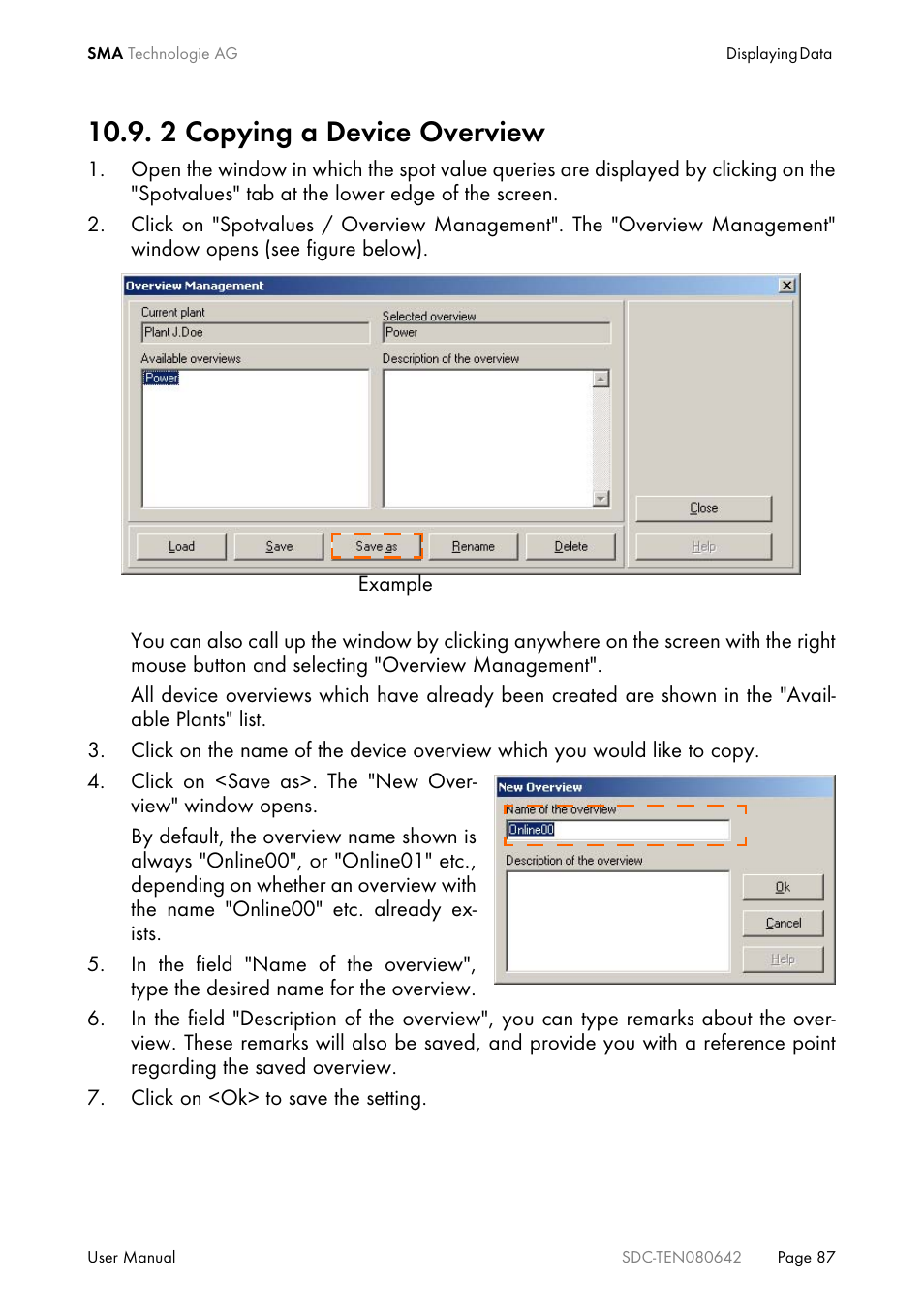 2 copying a device overview | SMA Sunny Data Control V.4.2 User Manual | Page 87 / 196