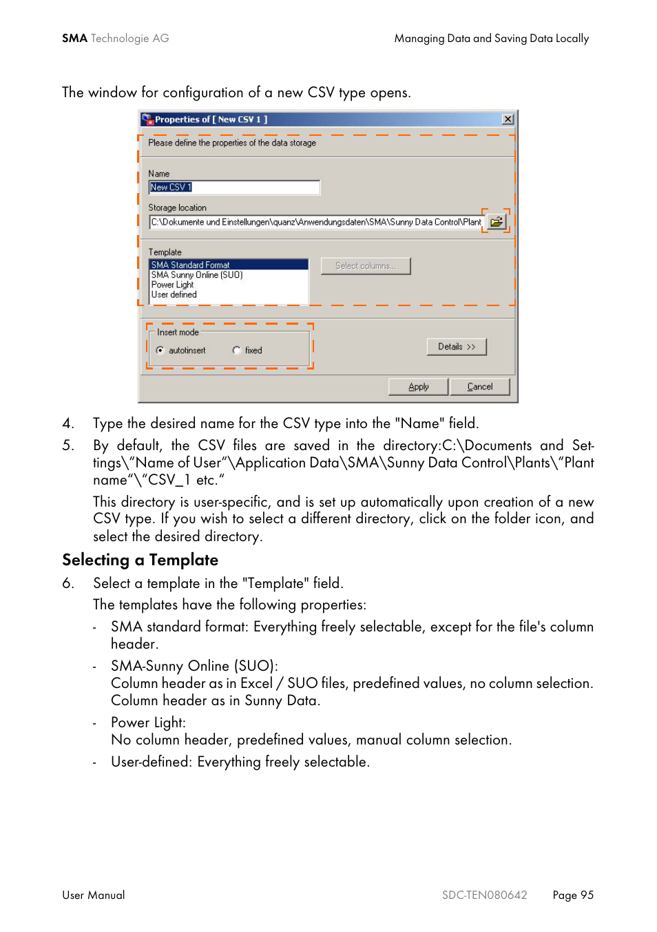 SMA Sunny Data Control V.4.2 User Manual | Page 95 / 196