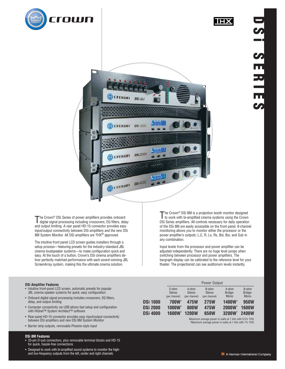 Crown Audio DSi Series User Manual | 2 pages