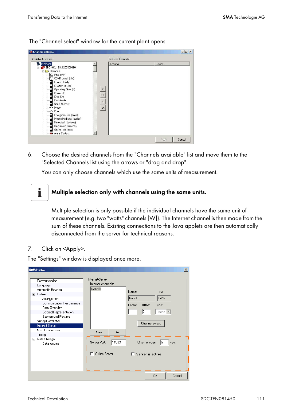 SMA Sunny Data Control V.5.0 User Manual | Page 109 / 156