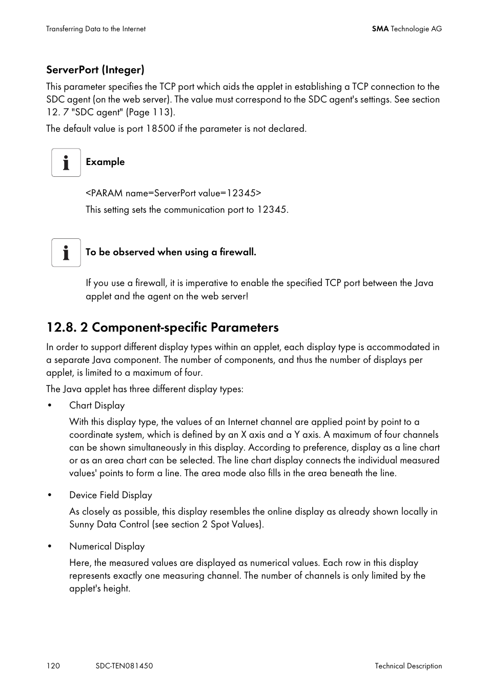2 component-specific parameters, Component-specific parameters | SMA Sunny Data Control V.5.0 User Manual | Page 118 / 156