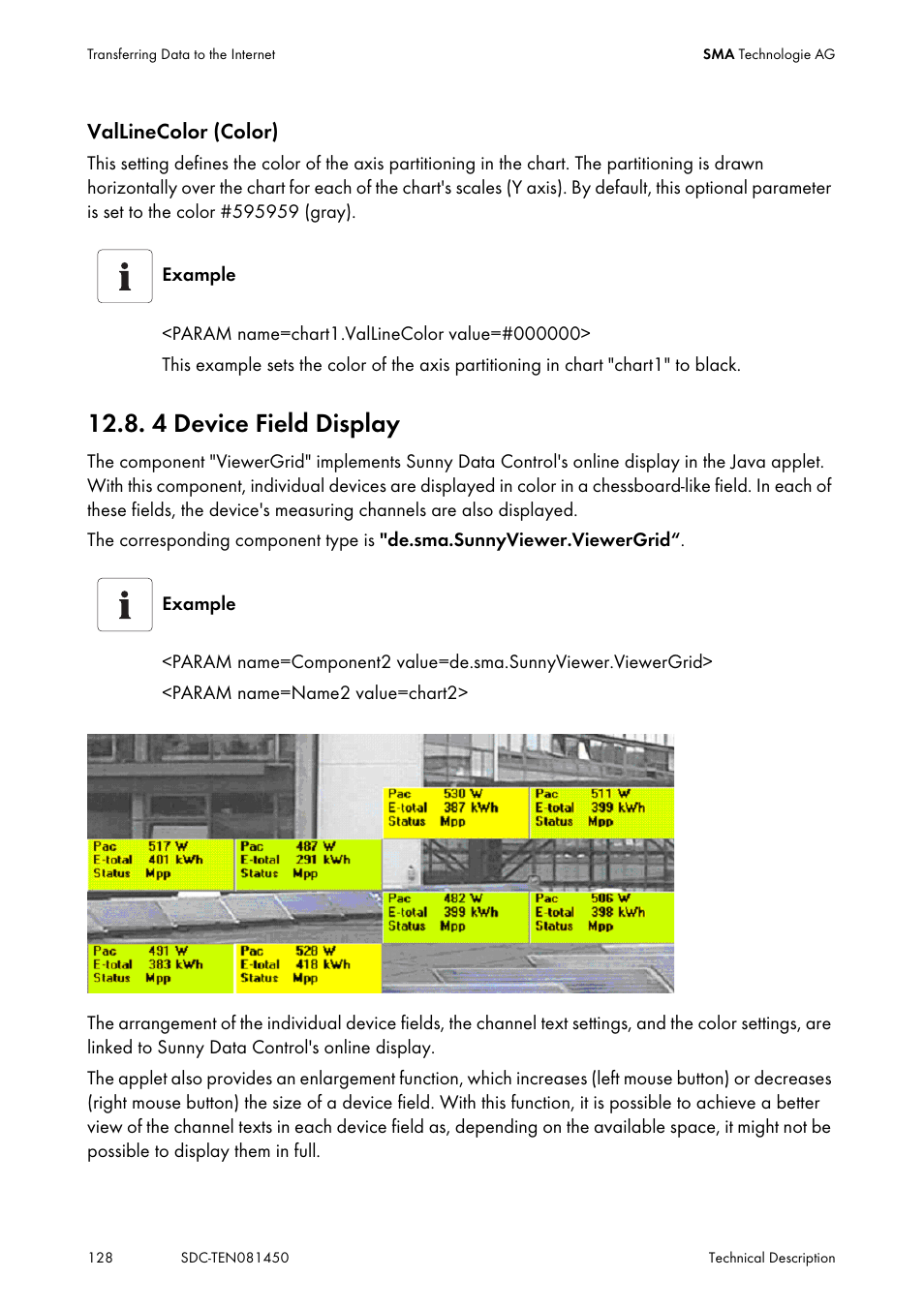 4 device field display, Device field display | SMA Sunny Data Control V.5.0 User Manual | Page 126 / 156