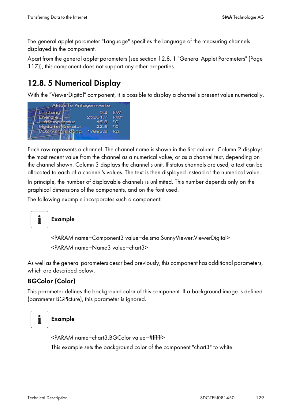 5 numerical display, Numerical display | SMA Sunny Data Control V.5.0 User Manual | Page 127 / 156