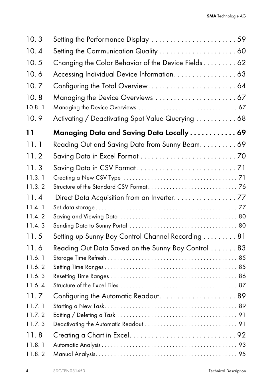 SMA Sunny Data Control V.5.0 User Manual | Page 4 / 156