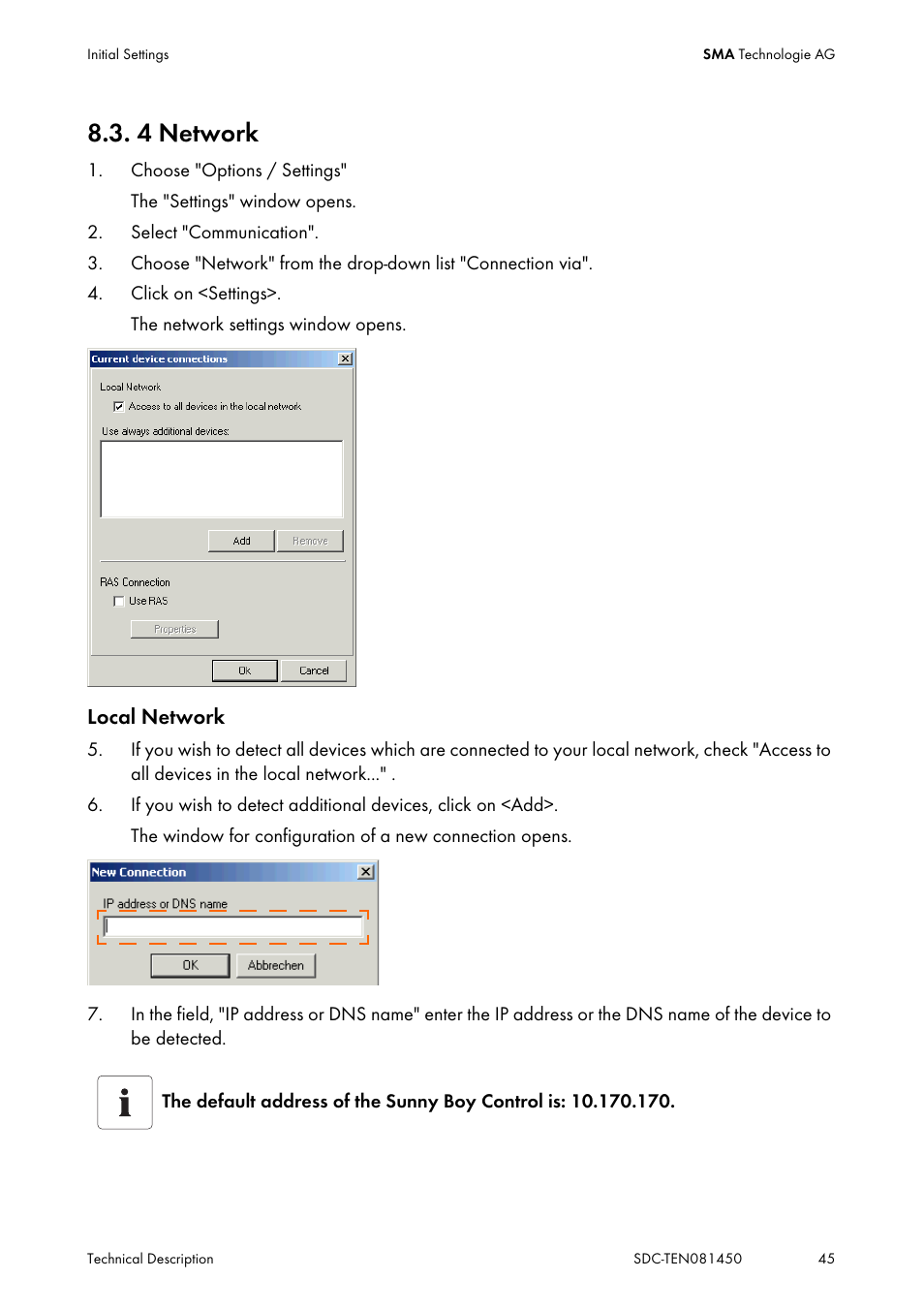 4 network, Network | SMA Sunny Data Control V.5.0 User Manual | Page 43 / 156