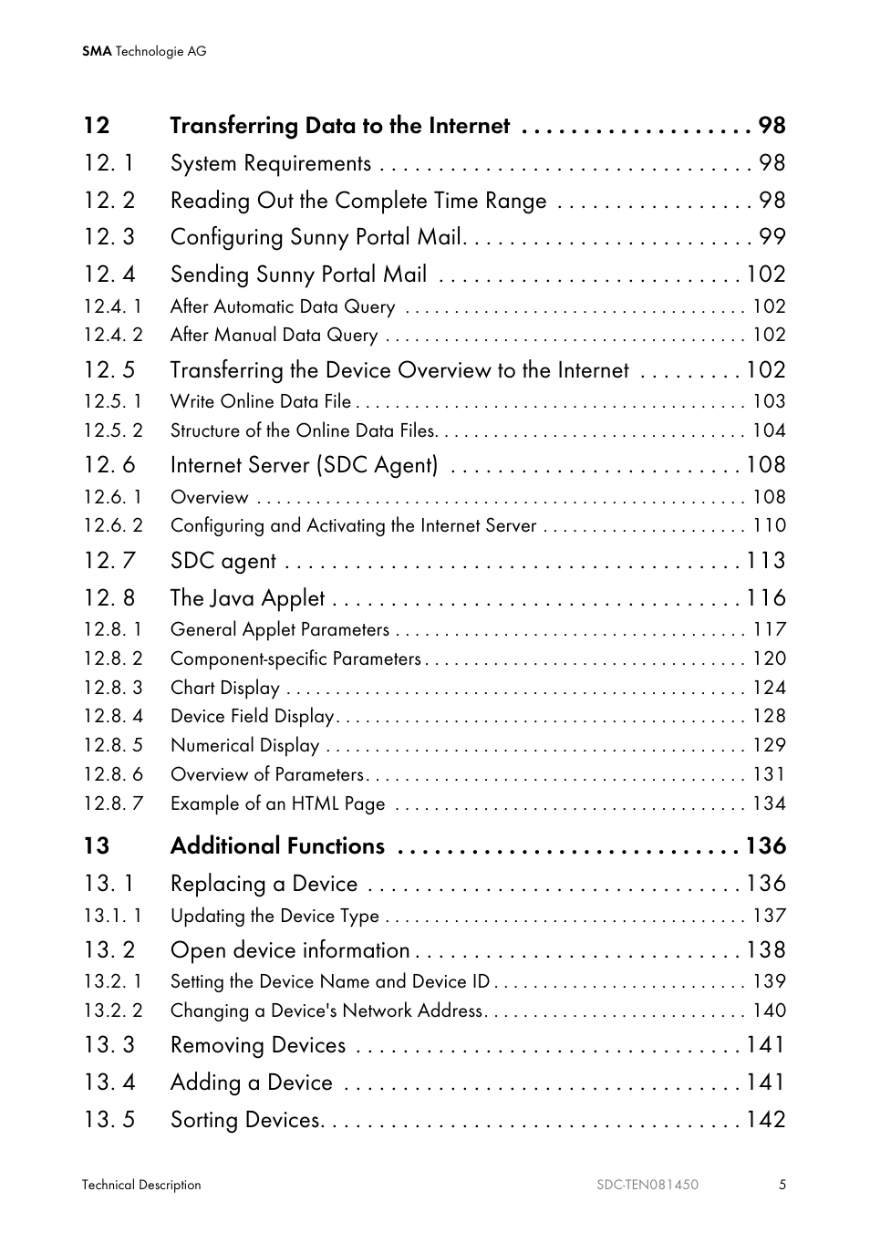 SMA Sunny Data Control V.5.0 User Manual | Page 5 / 156