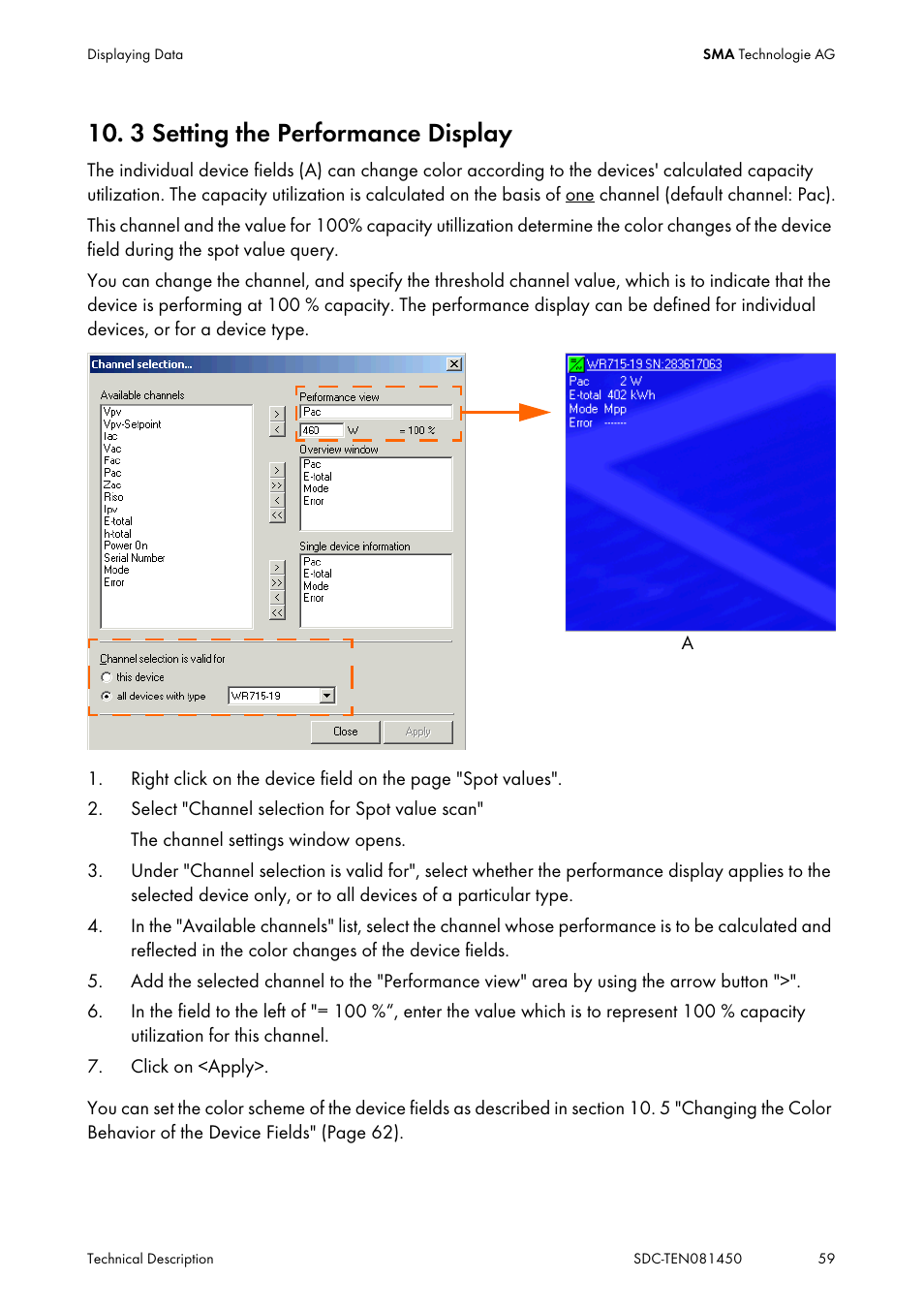 3 setting the performance display, Setting the performance display | SMA Sunny Data Control V.5.0 User Manual | Page 57 / 156