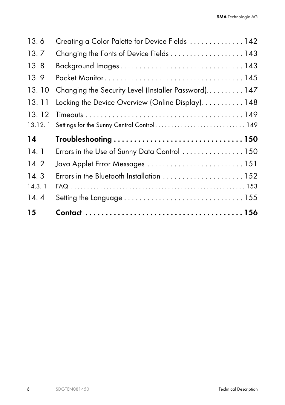SMA Sunny Data Control V.5.0 User Manual | Page 6 / 156