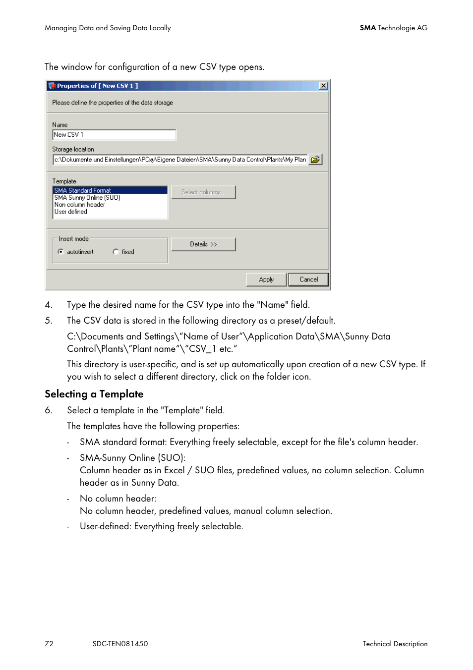 SMA Sunny Data Control V.5.0 User Manual | Page 70 / 156