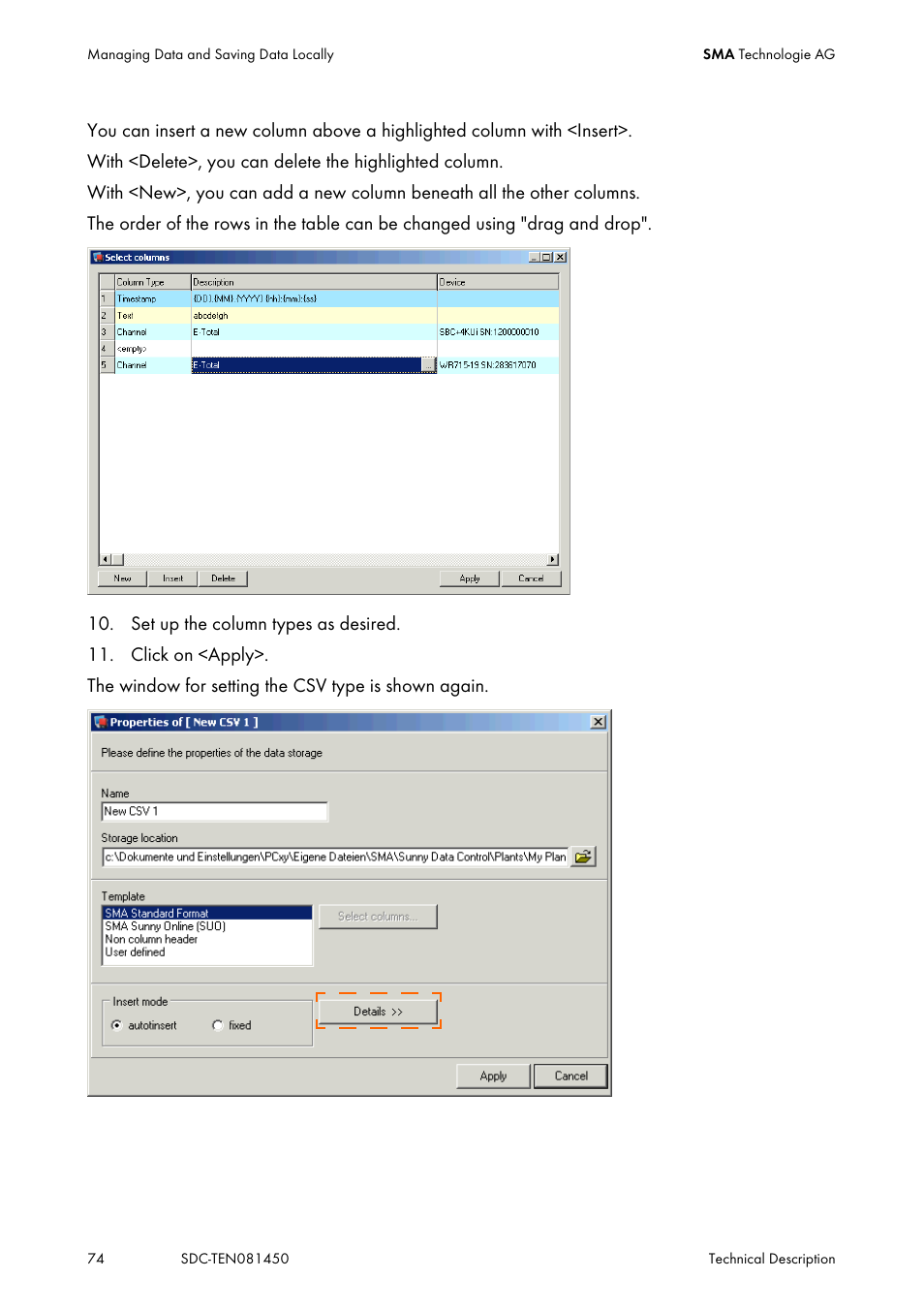 SMA Sunny Data Control V.5.0 User Manual | Page 72 / 156