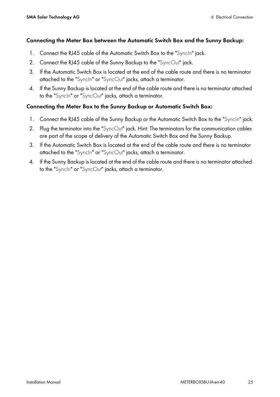 SMA METER BOX FOR SUNNY BACKUP User Manual | Page 25 / 40