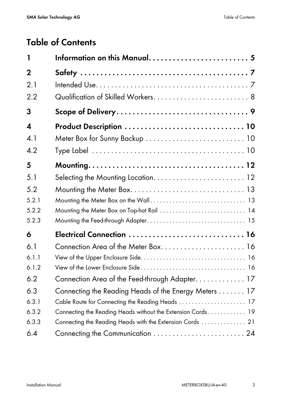 SMA METER BOX FOR SUNNY BACKUP User Manual | Page 3 / 40
