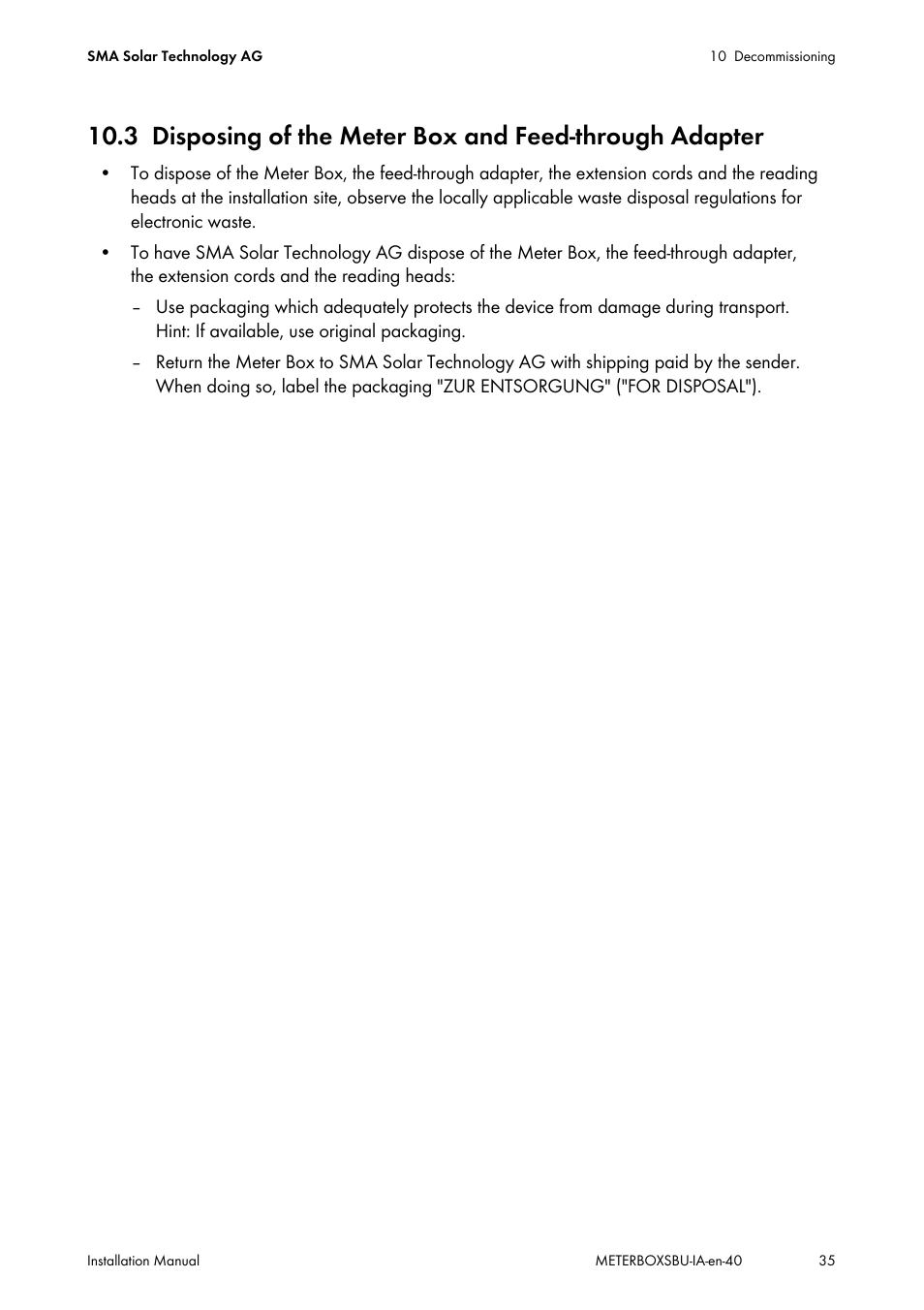 SMA METER BOX FOR SUNNY BACKUP User Manual | Page 35 / 40