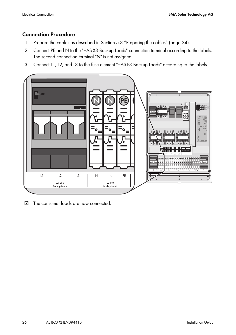 Connection procedure | SMA AUTOMATIC SWITCH BOX XL User Manual | Page 26 / 54