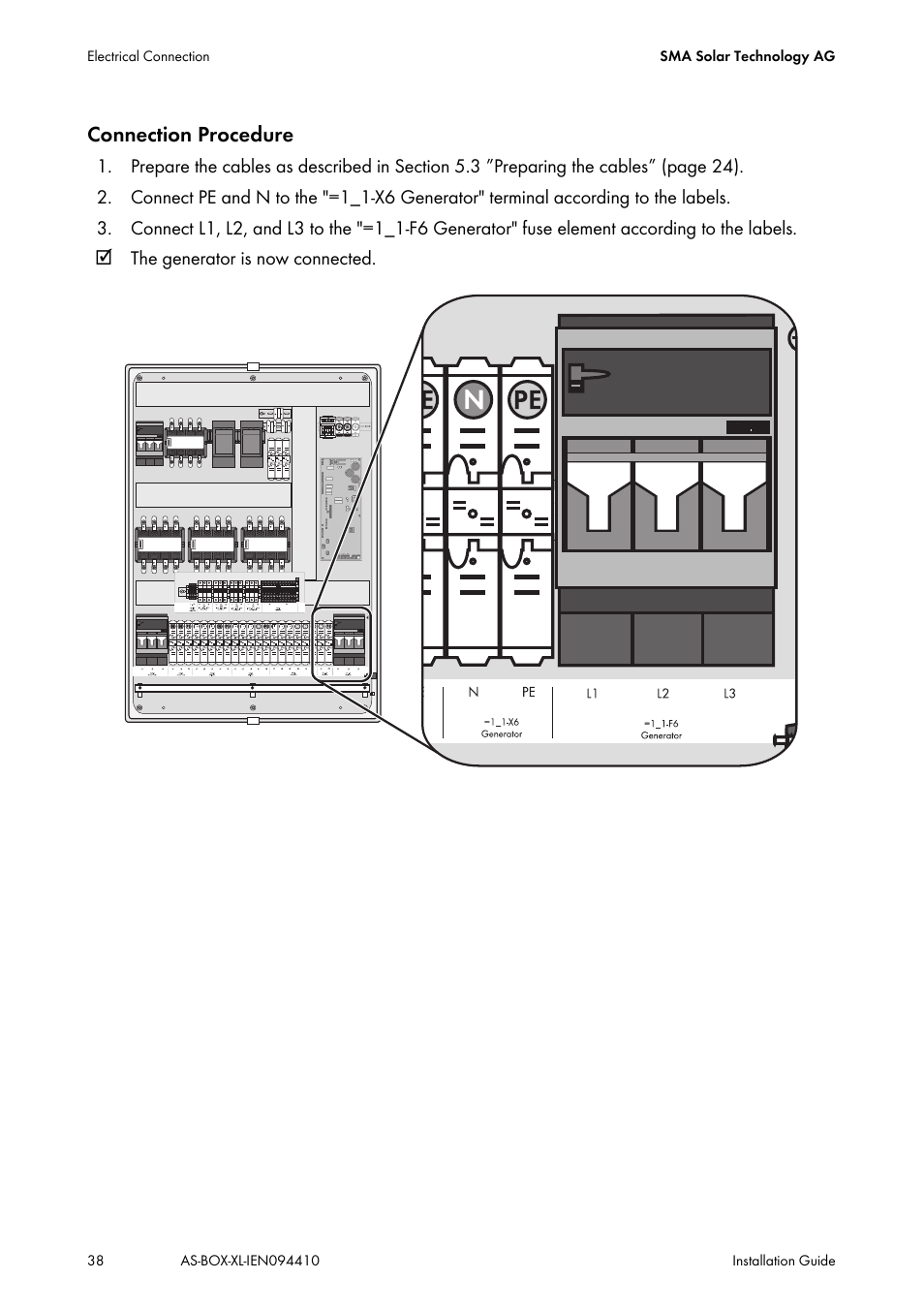Connection procedure | SMA AUTOMATIC SWITCH BOX XL User Manual | Page 38 / 54