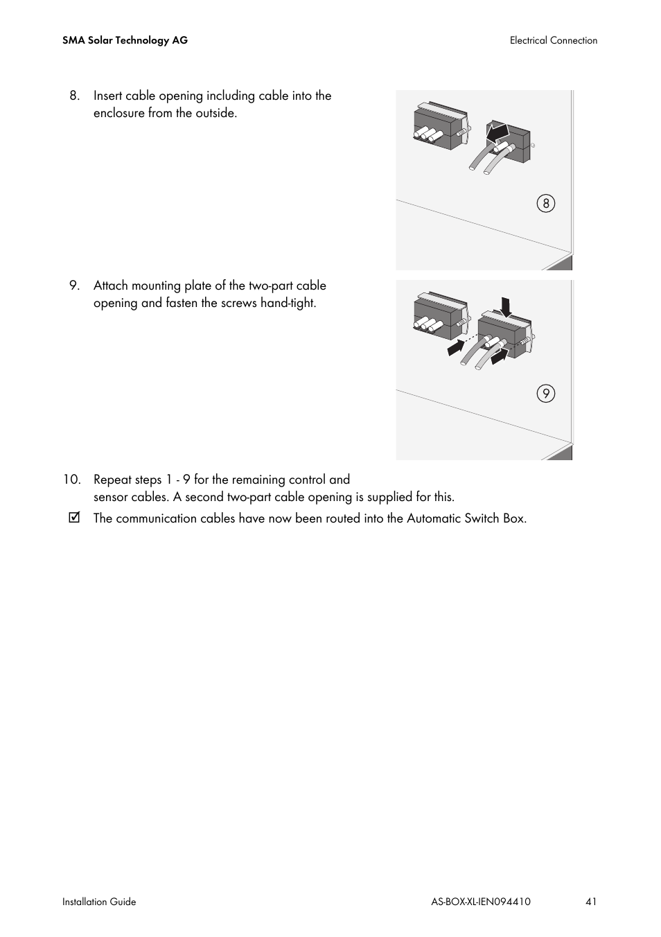 SMA AUTOMATIC SWITCH BOX XL User Manual | Page 41 / 54